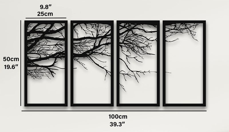 DEKADRON Metal Wall Art - Tree of Life 4 Pieces, Tree Sign, Wall Decor, Interior Decoration, Housewarming Gift, 4 Panels (40" W x 20" H / 100x50 cm) - Image 4